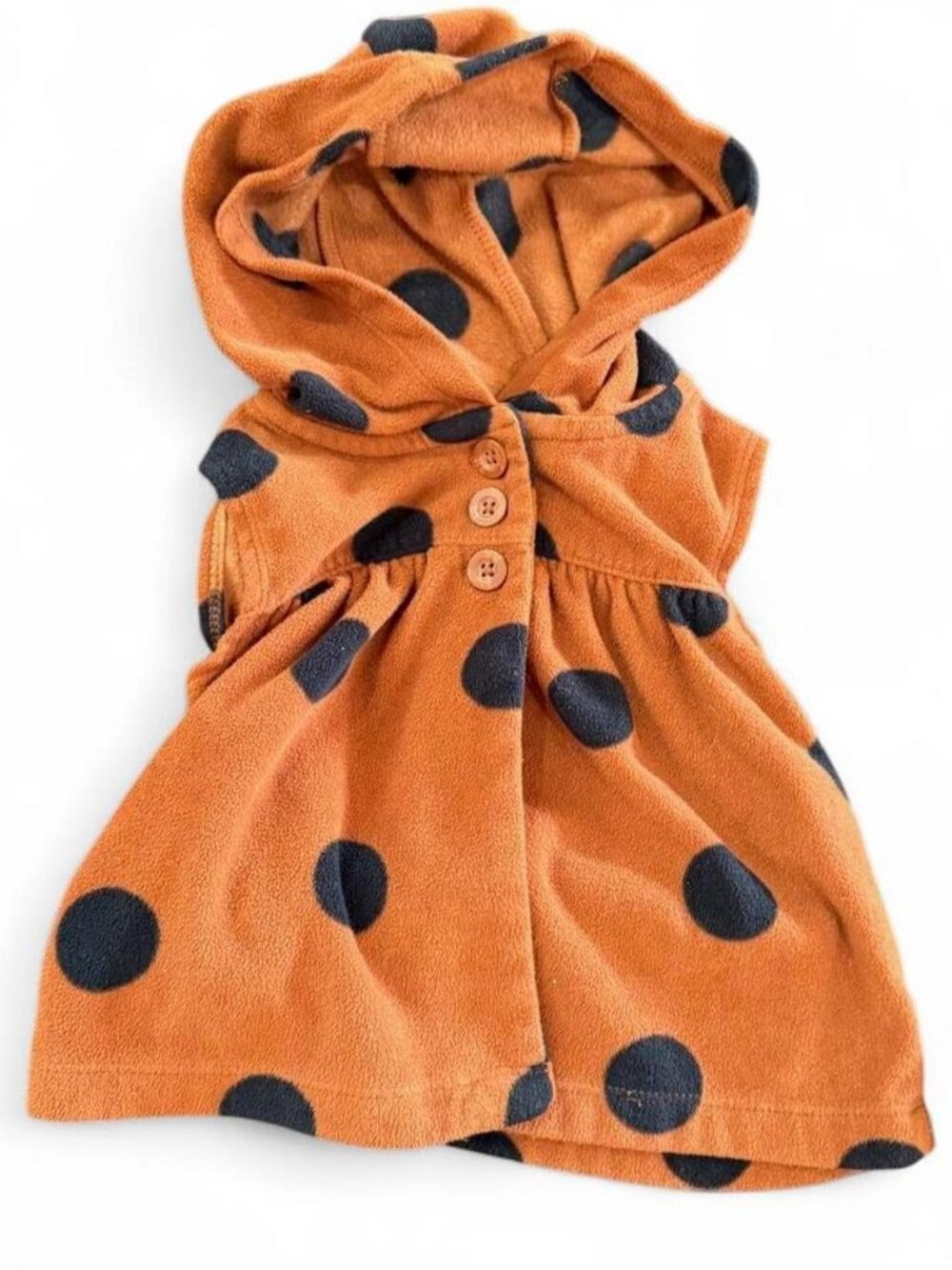 Carter's Orange Black Polka Dot Hooded Romper 18M (Twins)